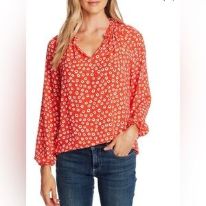 CeCe NWT by Cynthia Steffe Daisy Melody Blouse I’m Candy Apple